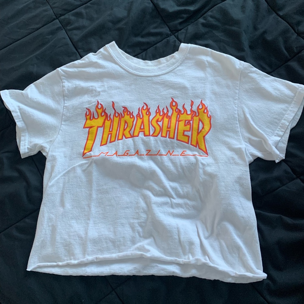 White Cropped Thrasher Shirt